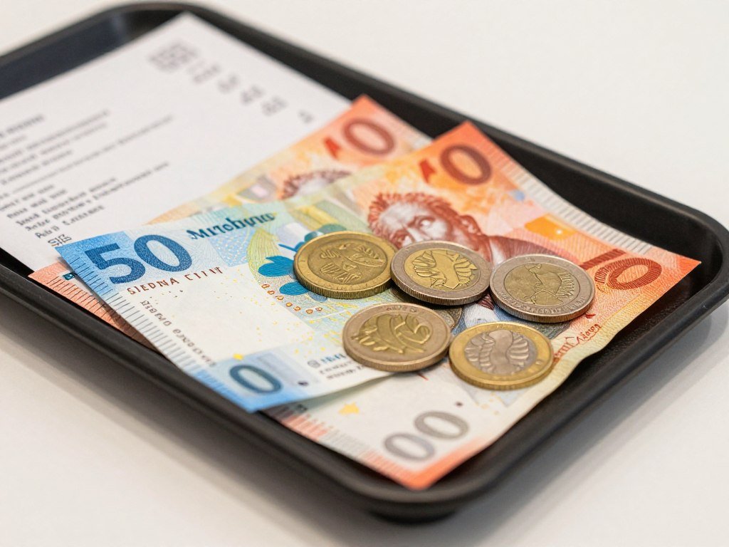 Swiss franc currency and restaurant bill