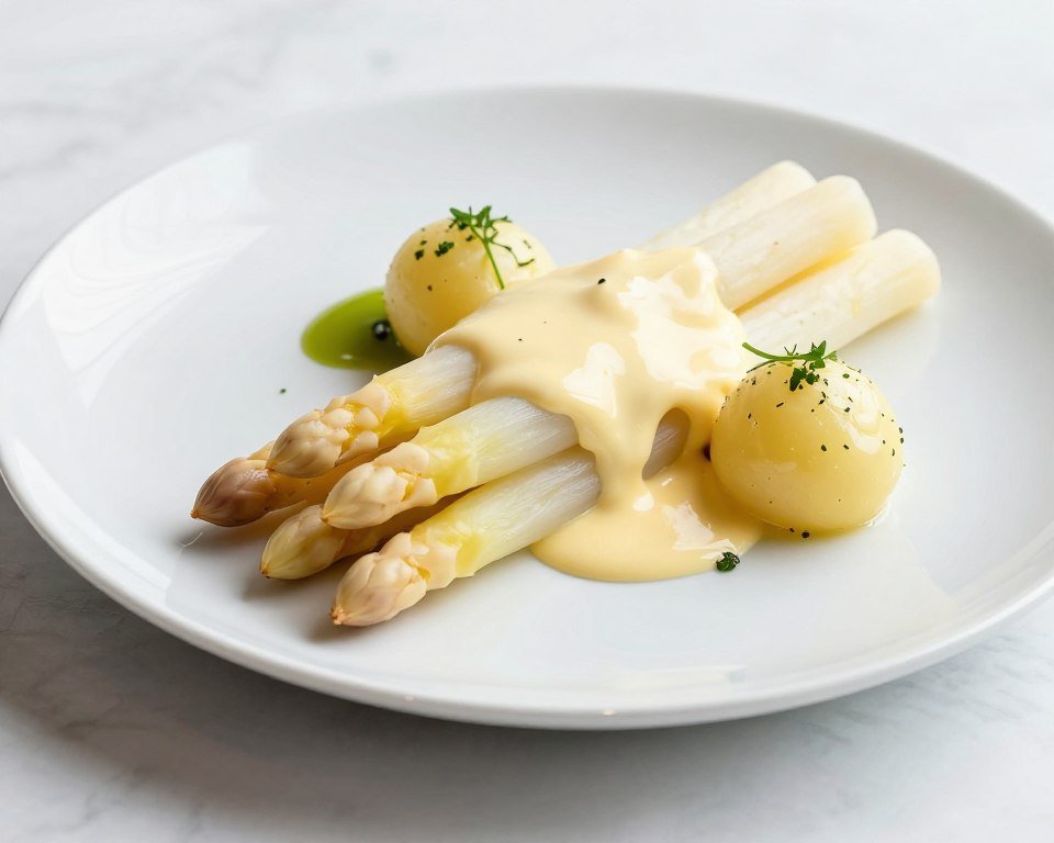 Swiss white asparagus dish with hollandaise sauce