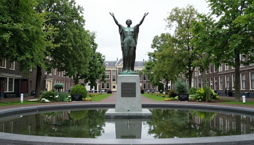 The Indisch Monument in The Hague commemorating victims of Japanese occupation in the Dutch East Indies, what is The Hague famous for
