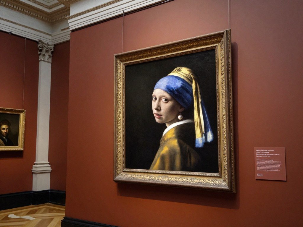 The Mauritshuis museum in The Hague displaying Vermeer's Girl with a Pearl Earring painting