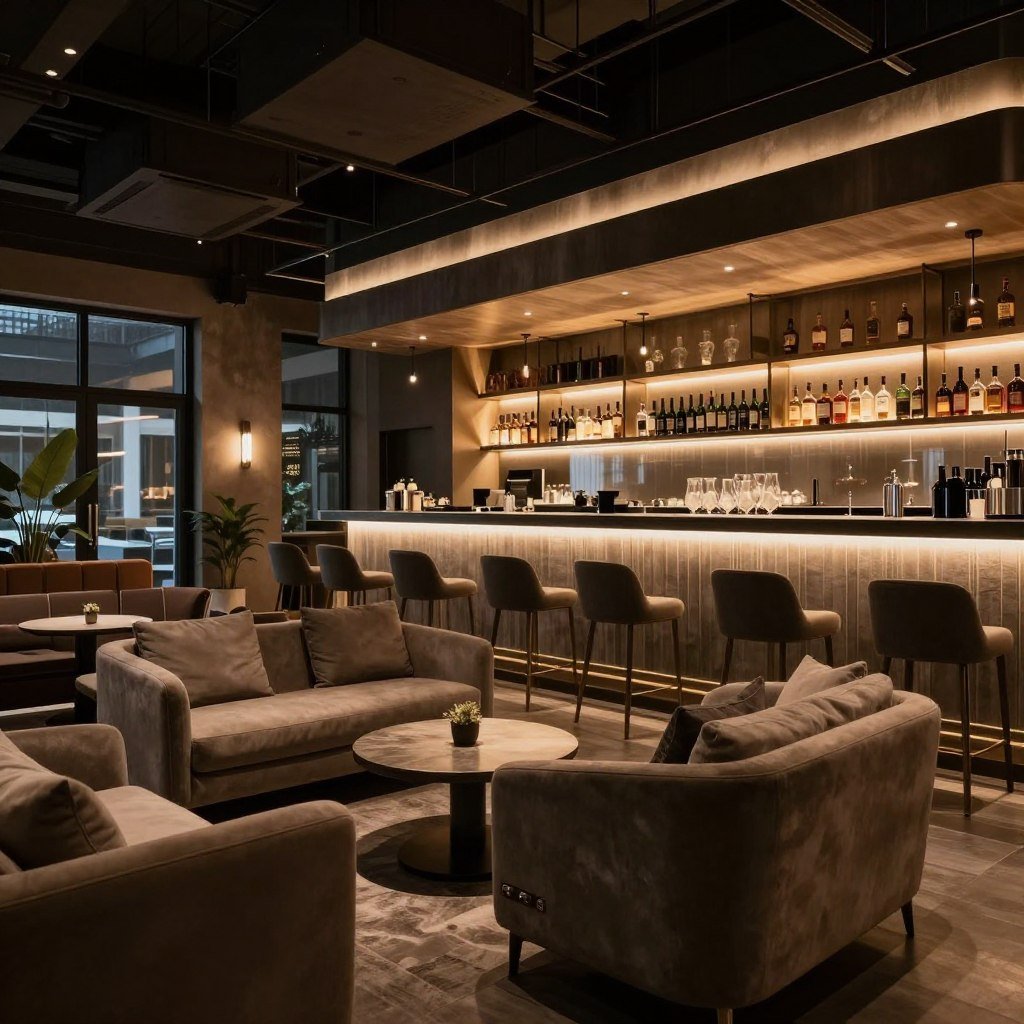 The One Lounge modern bar and restaurant space