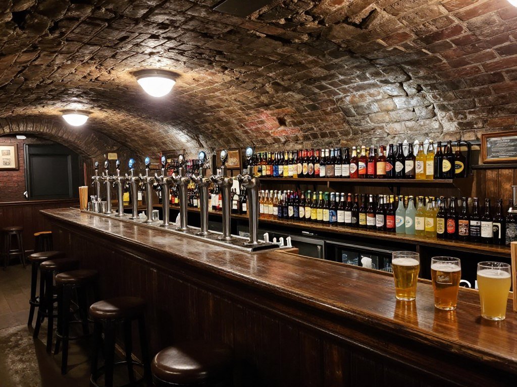 The Post Office Vaults subterranean pub in Birmingham with its impressive beer selection