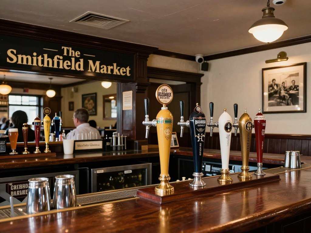 The Best Pubs in Manchester 2026 10 The bar area of The Smithfield Market Tavern with its craft beer selection