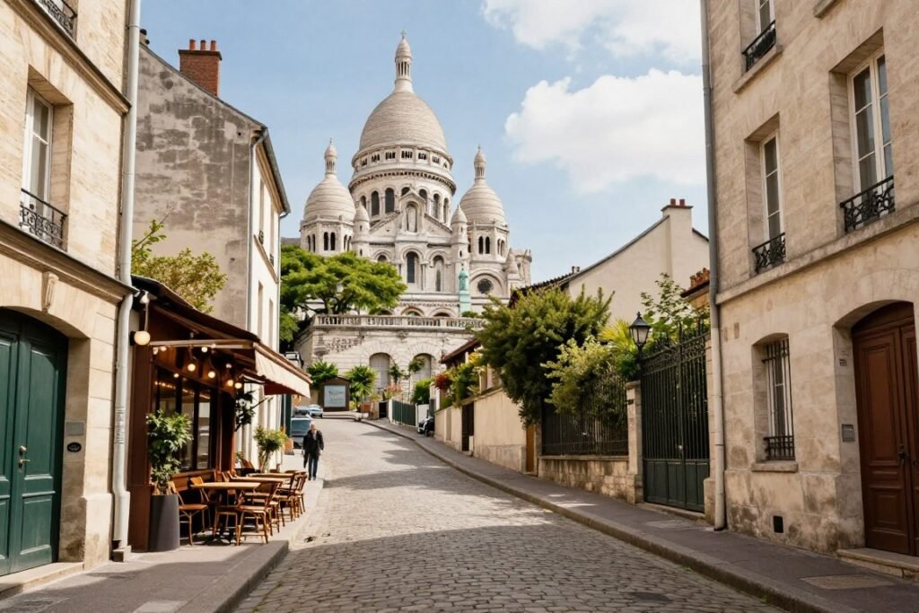 The Best Things to Do in Paris 3 The charming streets of Montmartre with Sacré-Cœur Basilica in the background - popular things to do in Paris