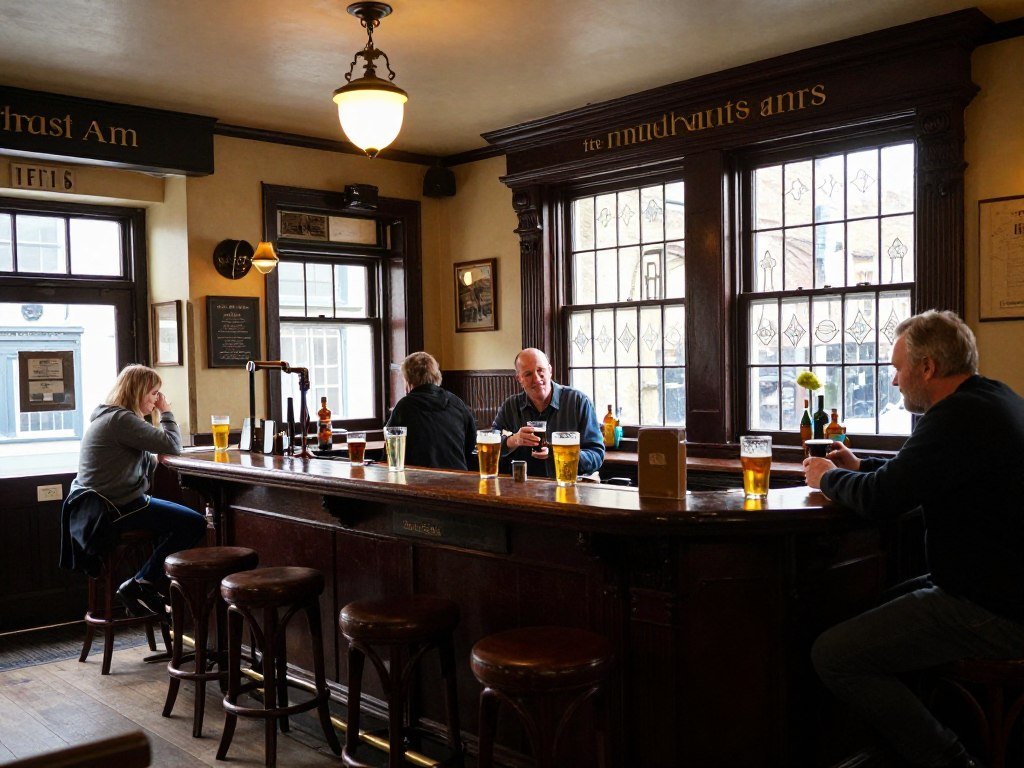 The cozy interior of The Merchants Arms pub in Hotwells, Bristol