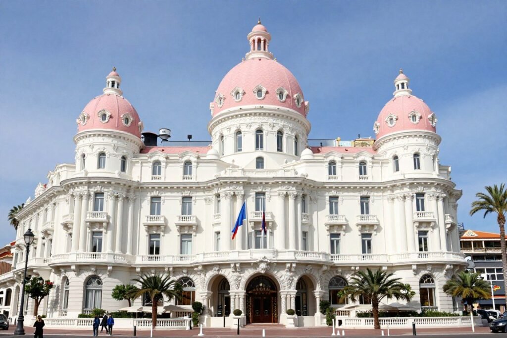 The iconic Hotel Negresco with its distinctive pink dome on the Promenade des Anglais - things to do in Nice