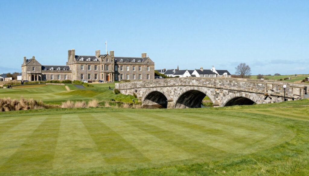 The iconic Swilcan Bridge on St Andrews Old Course golf course