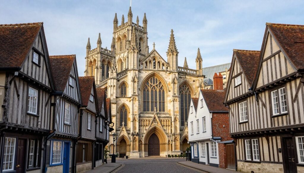 The magnificent Canterbury Cathedral and medieval streets, an essential day trip from London England
