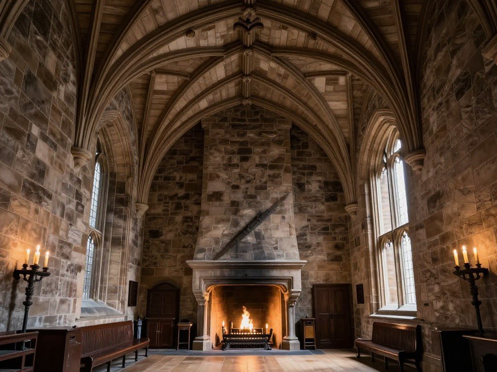 The medieval Great Hall in the Auld Keep at Edinburgh Dundas Castle