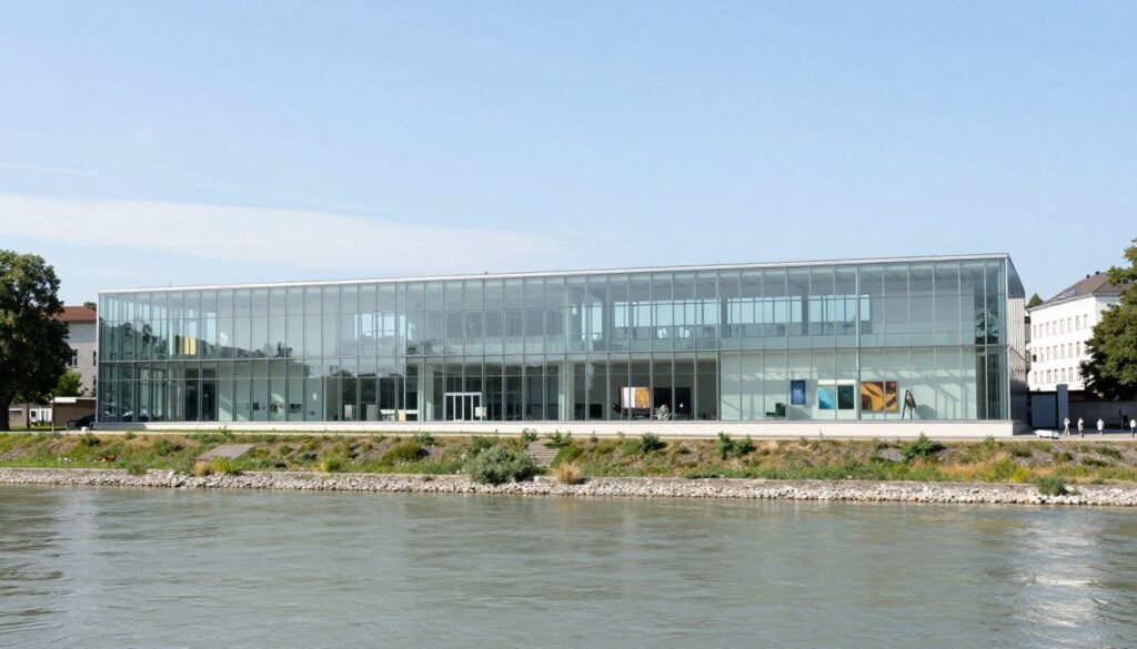 The Best Things to Do in Linz 2 The modern glass facade of Lentos Kunstmuseum along the Danube in Linz