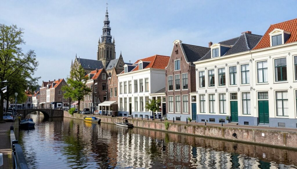 The picturesque canals and historic buildings of Delft, a popular day trip from The Hague