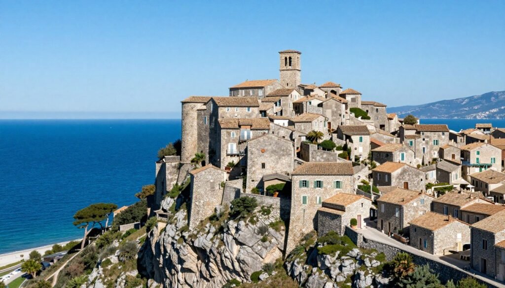 The picturesque village of Èze perched on a hilltop overlooking the Mediterranean Sea - things to do in Nice