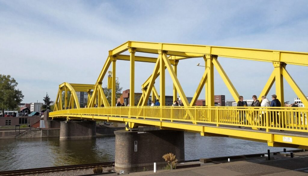The Best Things to Do in Rotterdam 9 The yellow Luchtsingel pedestrian bridge in Rotterdam