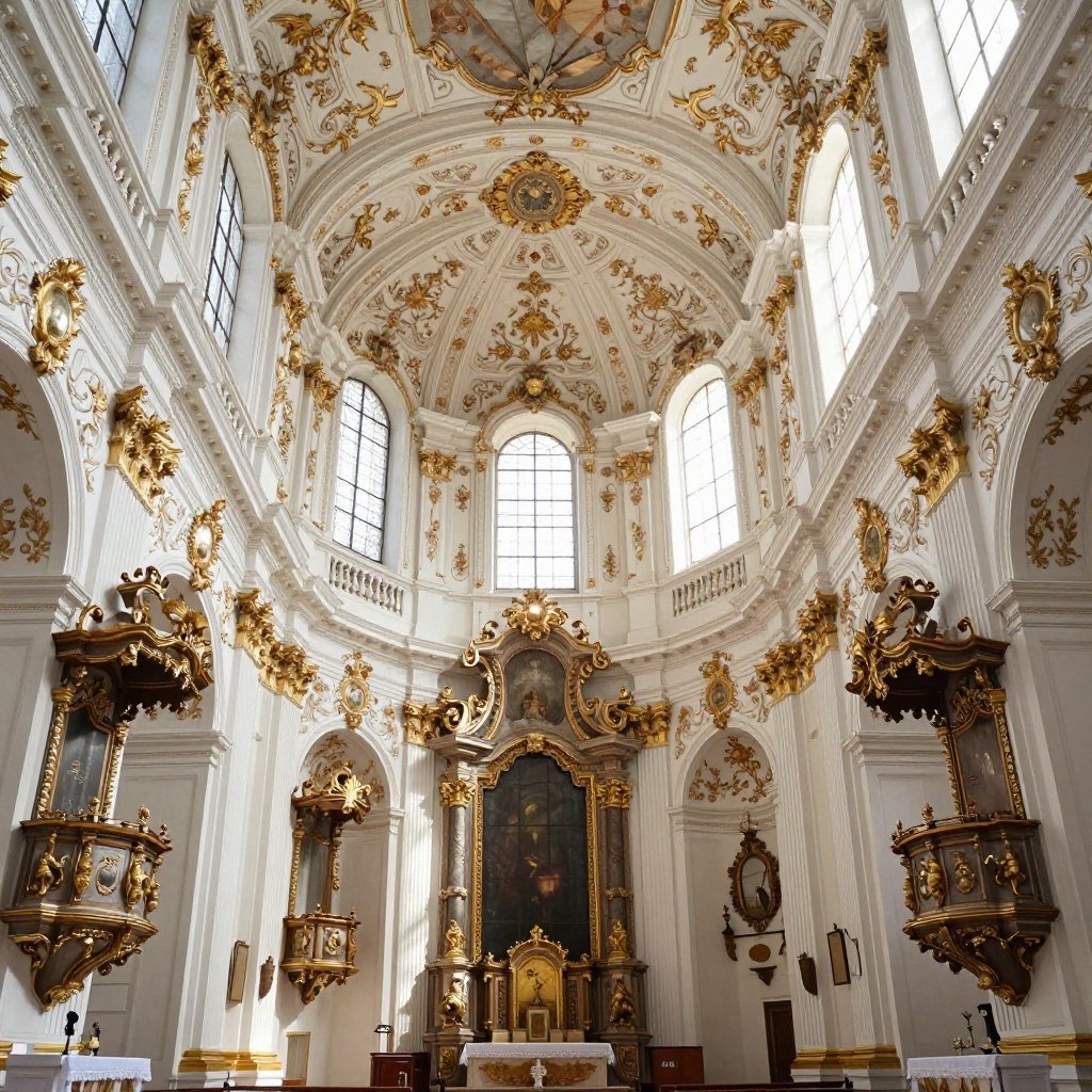 Theatine Church baroque interior with ornate decoration
