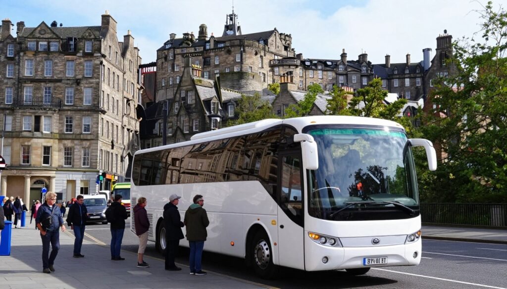 Unforgettable Day Trips from Edinburgh Scotland 1 Tour bus departing from Edinburgh for day trips to the Scottish Highlands