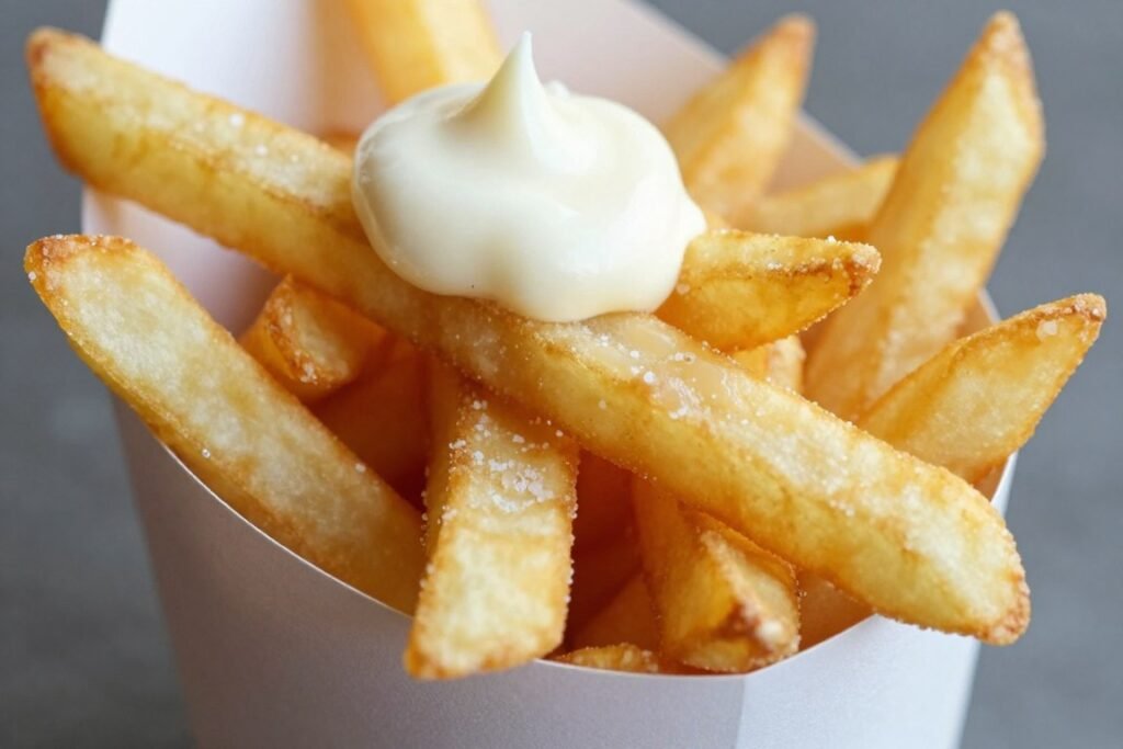 The Best Things to Do in Brussels 5 Traditional Belgian frites served in a paper cone with mayonnaise
