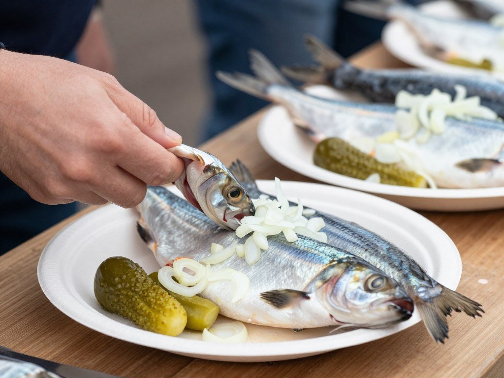 Traditional Dutch herring served in The Hague, what is The Hague famous for