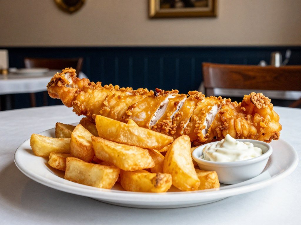 Traditional fish and chips at The Golden Hind in London England