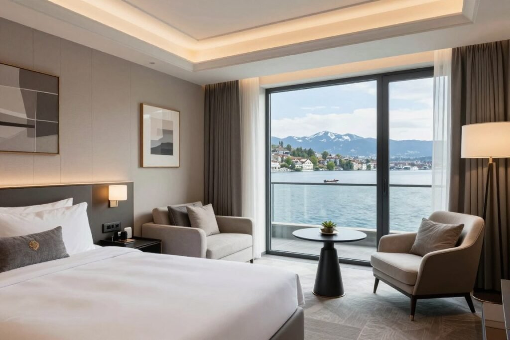 Upgraded hotel room with premium amenities and views