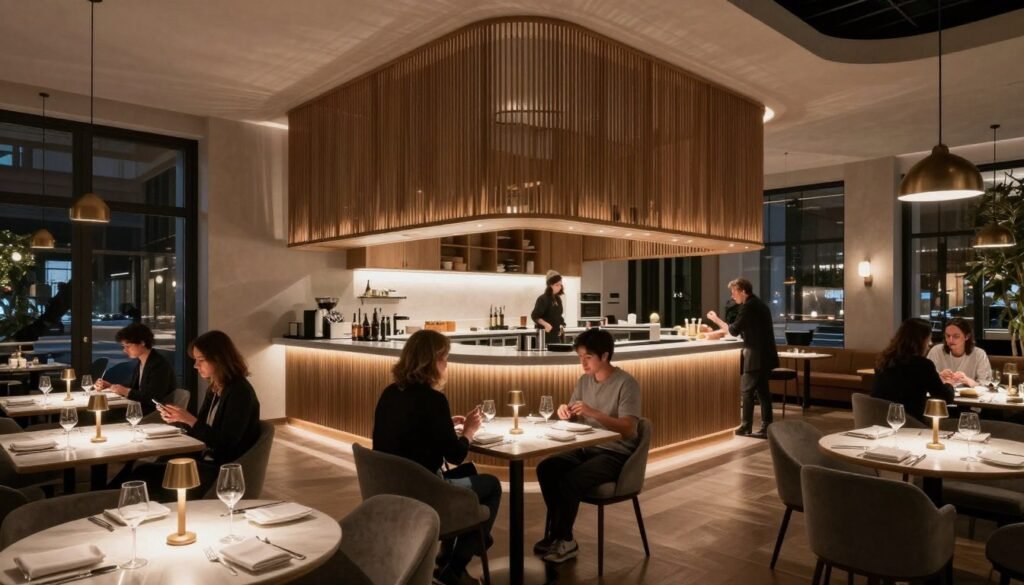 Upscale Berlin restaurant interior 2026
