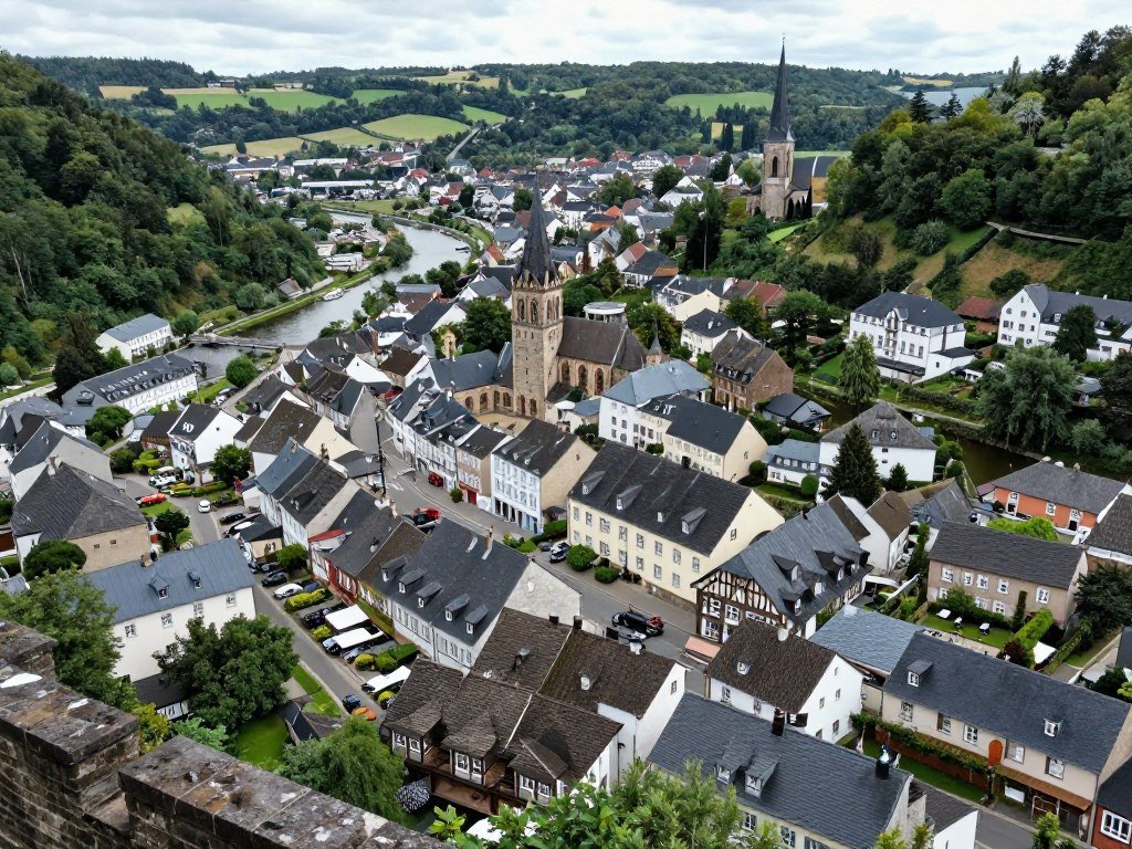 Vianden town view from castle