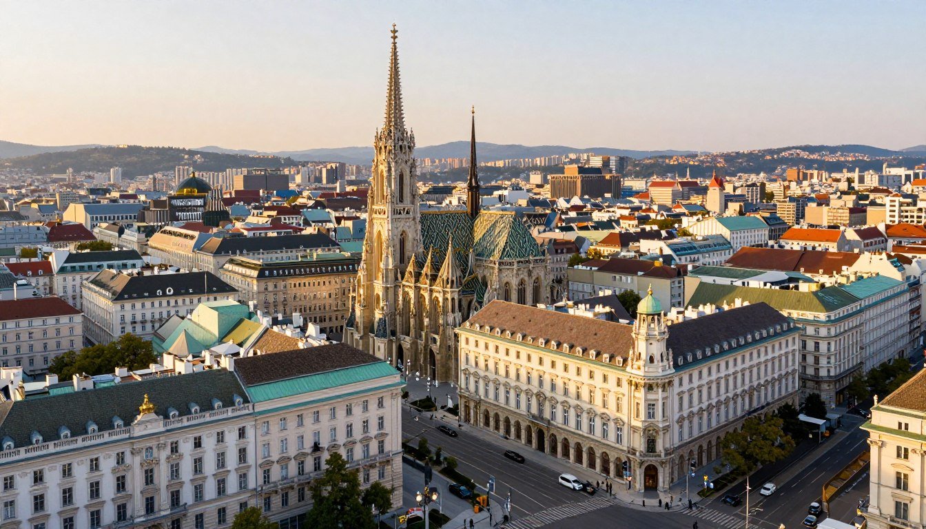 Vienna cityscape with historic buildings and hotels in vienna