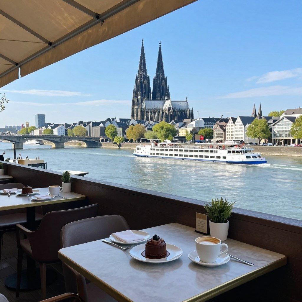 The Best Things to Do in Cologne 16 View of Rhine River from Chocolate Museum cafe terrace