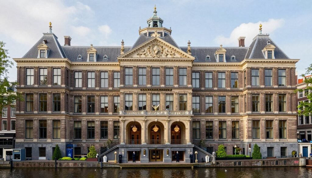 The Best Hotels in Amsterdam 5 Waldorf Astoria Amsterdam hotel exterior with canal view