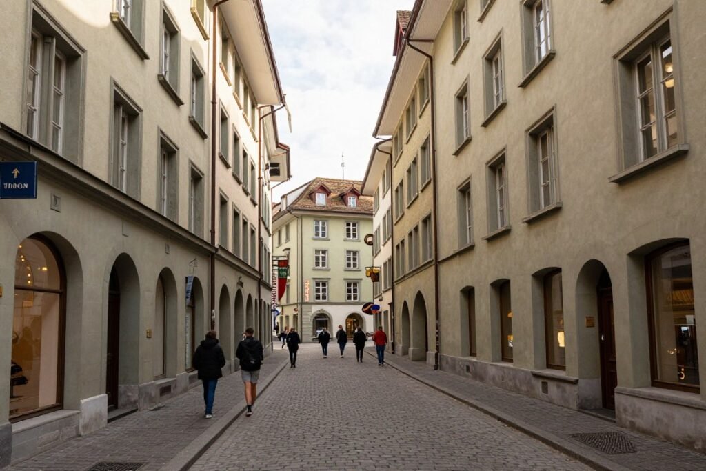 Zurich Old Town cobblestone streets and historic buildings