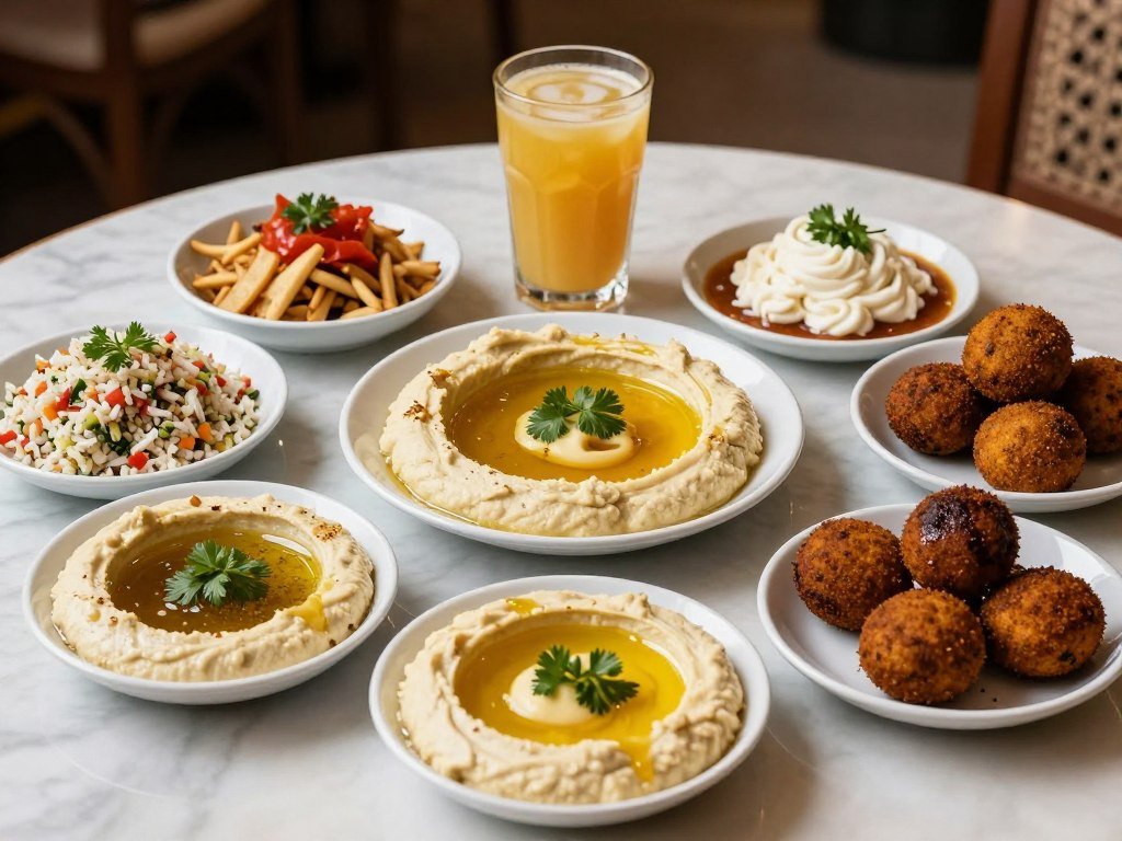 authentic Lebanese mezze spread at Restaurant L'Orient