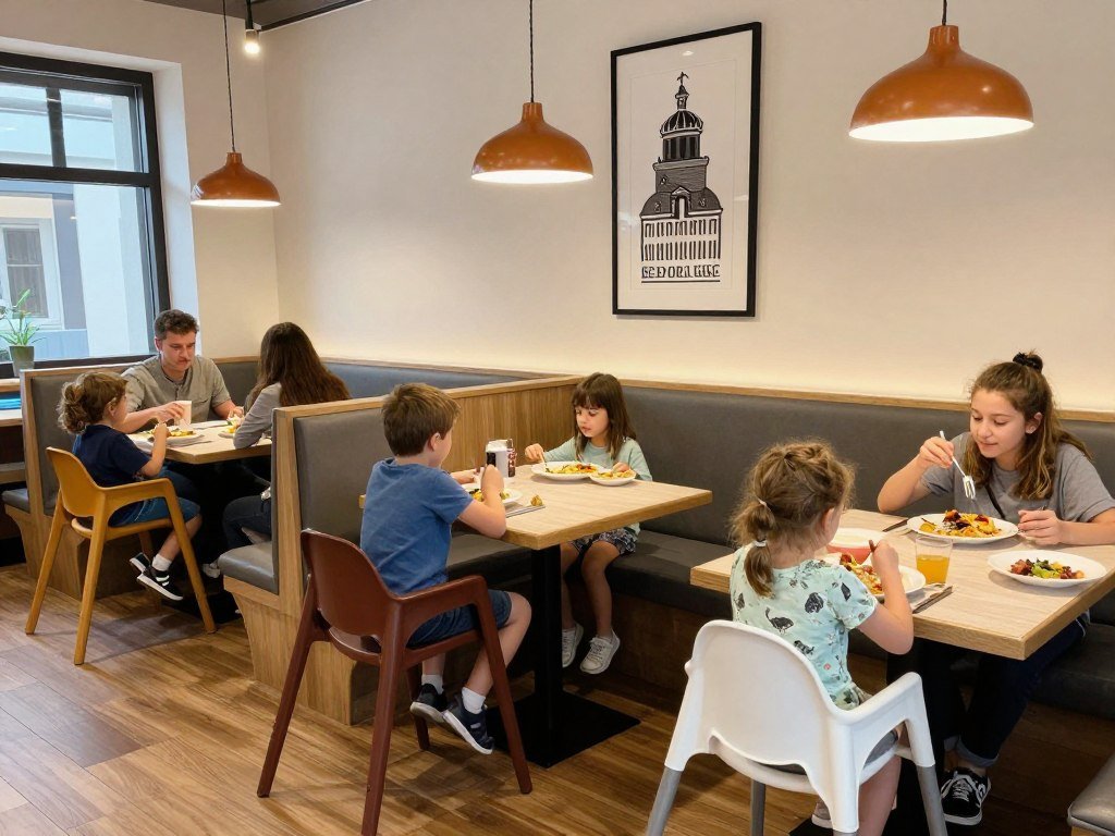 child-friendly restaurant interior with family seating