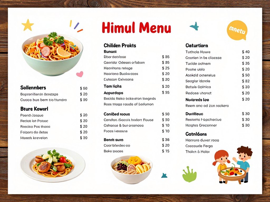 children's menu options at Luxembourg restaurant