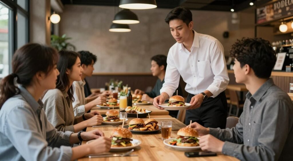 diners enjoying meal at Hamburg restaurant with attentive service