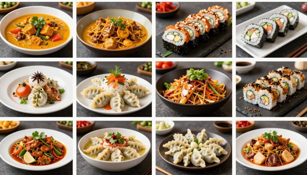 diverse international cuisine dishes