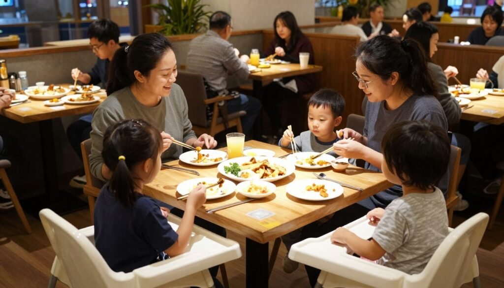 family dining together at Luxembourg City restaurant