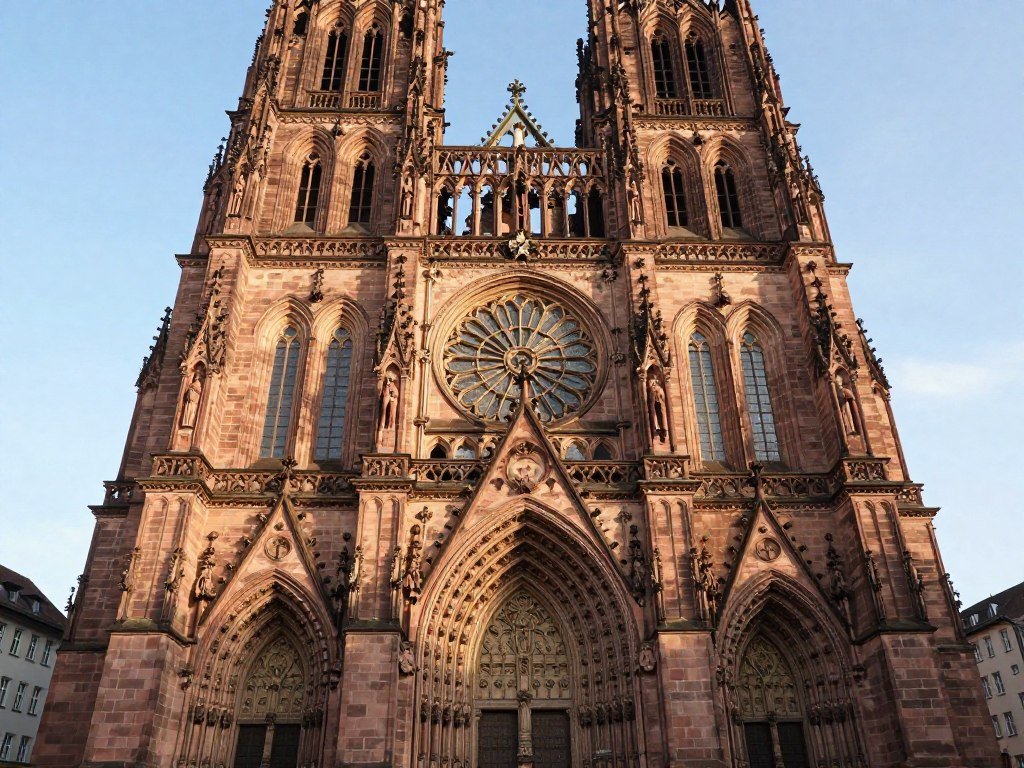 gothic facade of saint lorenz church in nuremberg with twin towers