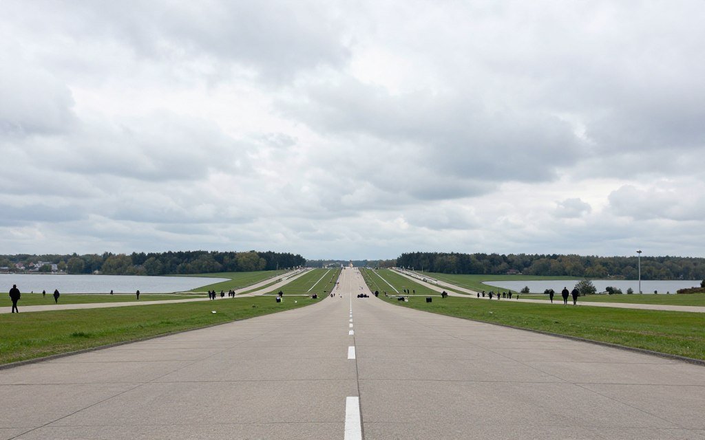 great road parade ground at nuremberg nazi rally grounds with lake
