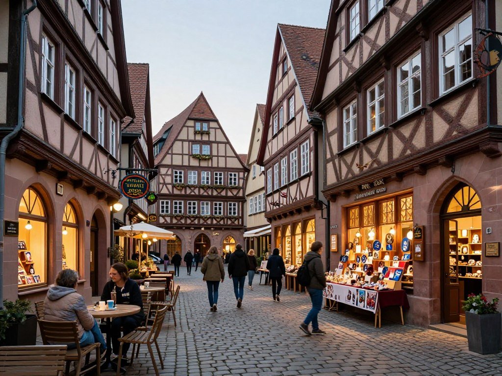 handwerkerhof artisan courtyard with medieval buildings and craft shops