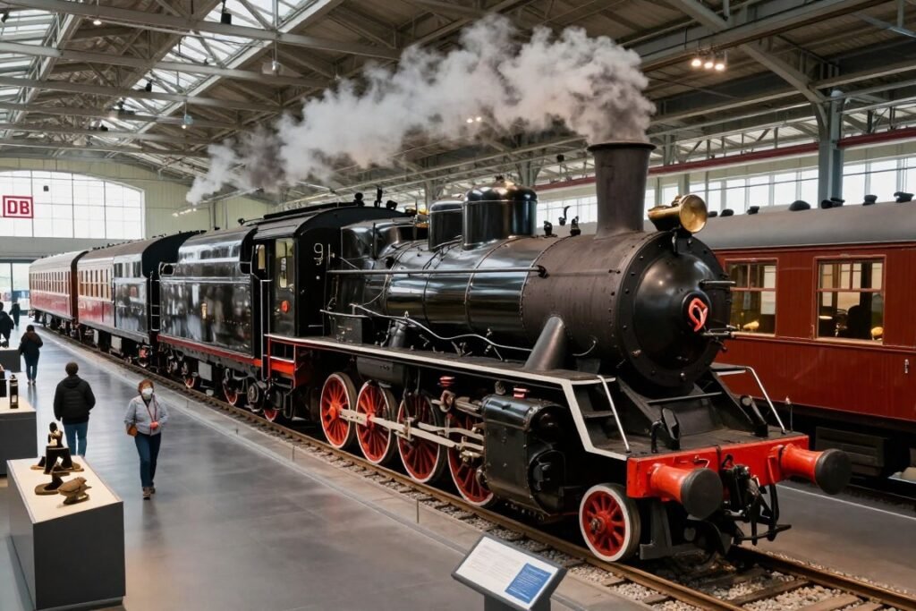 historic steam locomotives displayed in db museum nuremberg