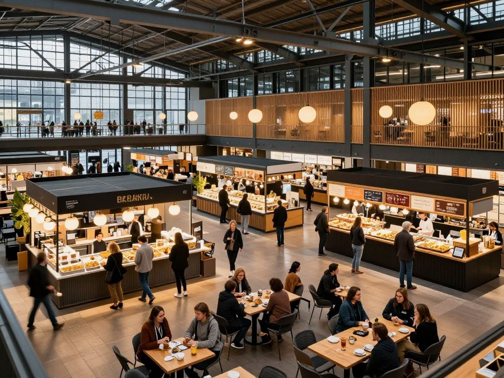 international food hall in Frankfurt train station area