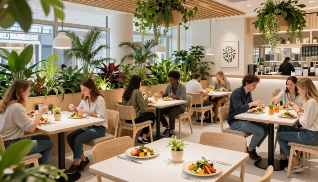 modern vegan restaurant interior in Frankfurt