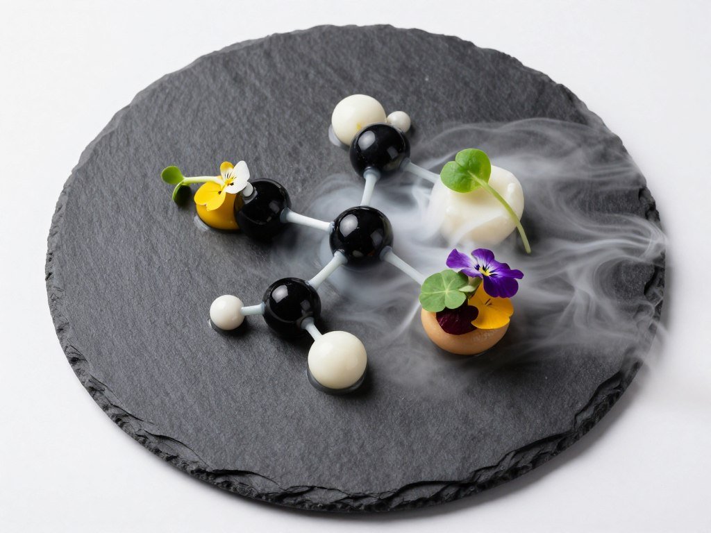 molecular gastronomy dish presentation at Frankfurt fine dining restaurant