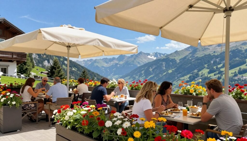 outdoor terrace dining in summer
