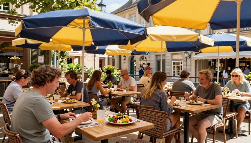 outdoor terrace dining in summer Luxembourg