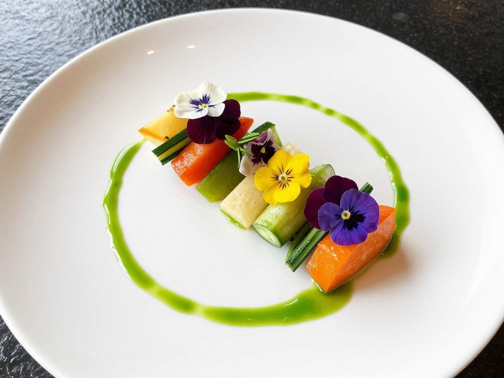 plant-based fine dining dish in Frankfurt restaurant