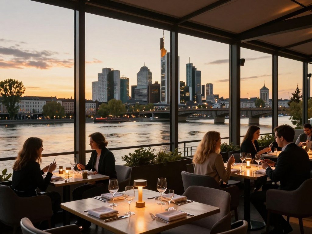 riverside fine dining restaurant on Frankfurt Main