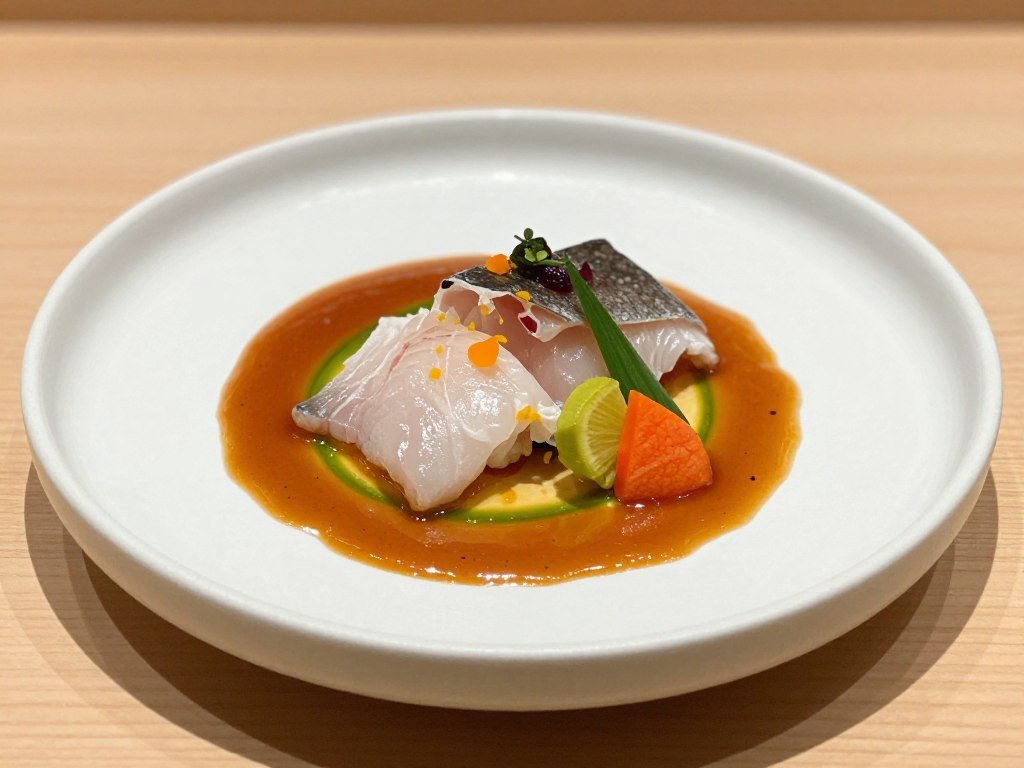 sophisticated plated dish at NIKKEI NINE restaurant Hamburg