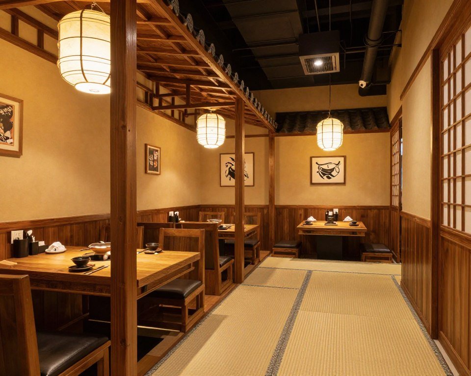 traditional Japanese restaurant interior at Matsumi with tatami seating